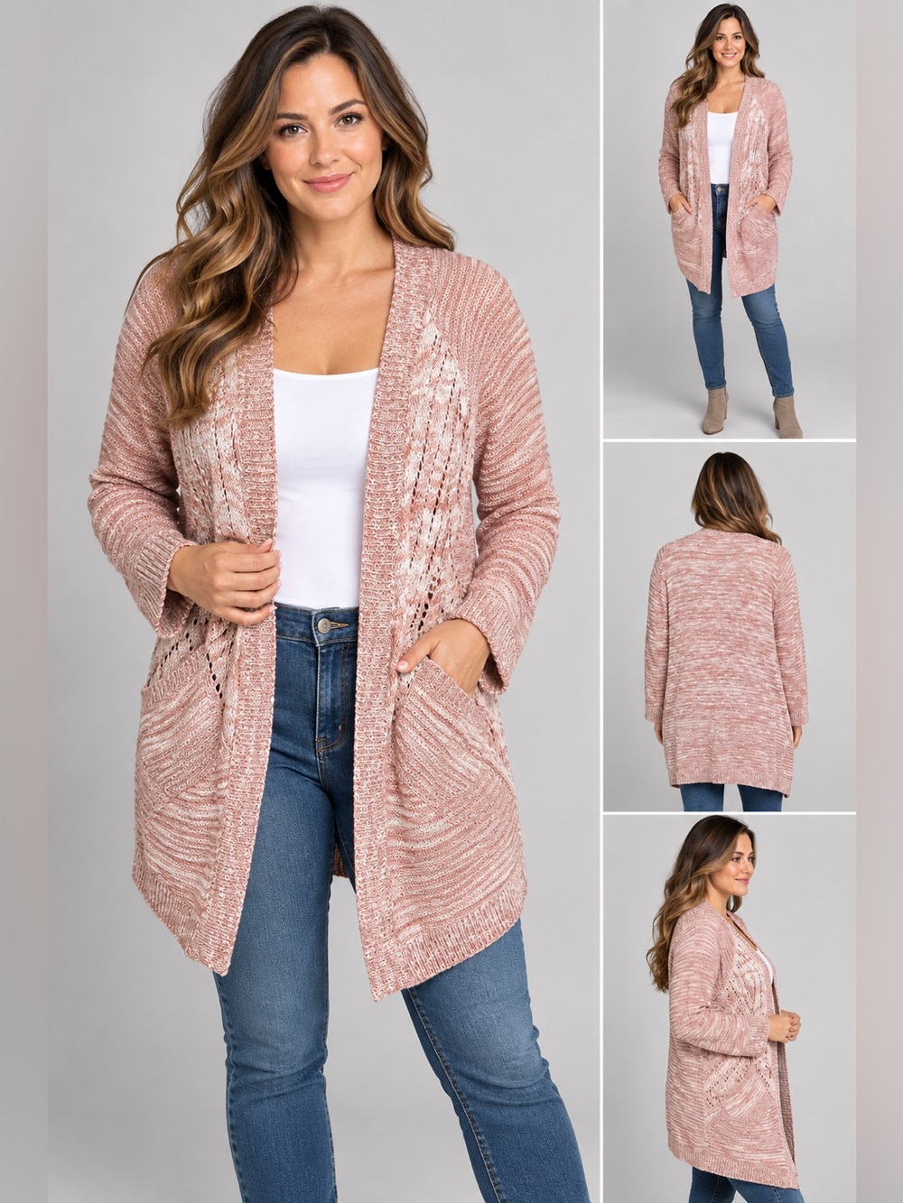 Canyon River Blues Dusty Rose Open-Front Knit Cardigan